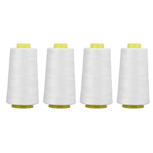 Grcfumo Sergergewinde, 4pcs weiße Premium Polyester Stabil langlebigem Verschleiß weit verbreiteter weißer Gewinde von Grcfumo