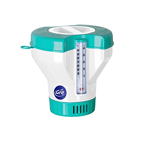 Gre 40070 – Schwimmender Dosierer mit Thermometer für die chemische Behandlung von Pools. Desinfektion und Reinigung des Poolwassers. Für Tabletten von 20 bis 500 g von Gre