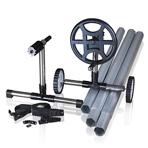 Gre 90171 - Teleskopischer Aufroller für eingelassene Pools, maximale Breite 5,50 m, Aluminium und drehbare Räder von Gre