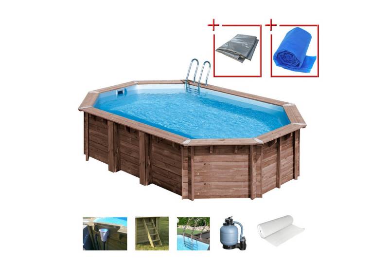 Gre Achteckpool MACADAMIA (Set, 8-tlg), Kiefernholz, BxLxH: 335x632x130 cm von Gre