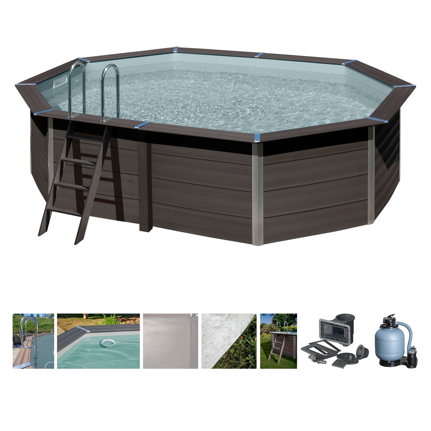 Gre Ovalpool Avantgarde (Set), 7-tlg., Composite Pool, BxLxH: 386x524x124 cm von Gre