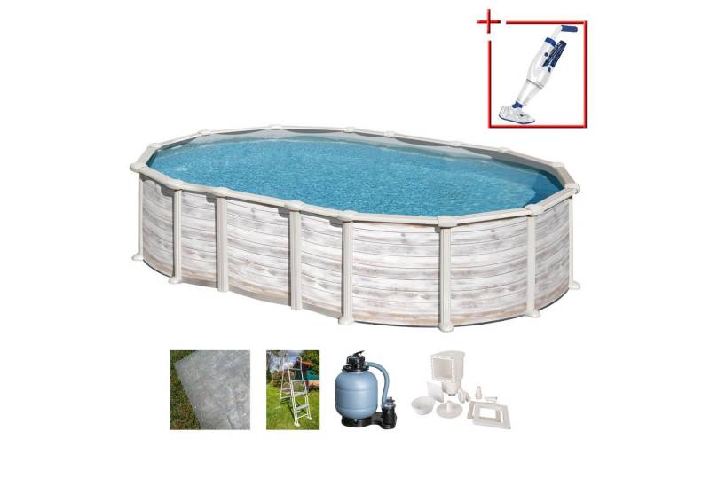 Gre Ovalpool ISLANDIA (Komplett-Set, 5-tlg), Maße inkl. Stützen 610 x 375 x 132 cm von Gre