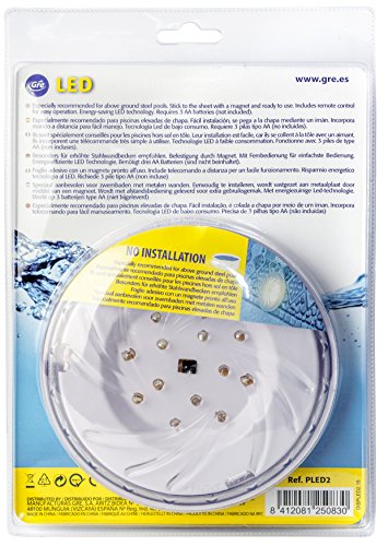 Gre PLED2 – 2er-Set LED-Scheinwerfer für Aufstellpools, Farbe weiß von Gre