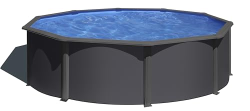 Gre Pool KIT460GY - Aufstellpool aus Stahl, rund, mit Anthrazitfarbe. Abnehmbare Gartenpool. 460 x 120 cm von Gre