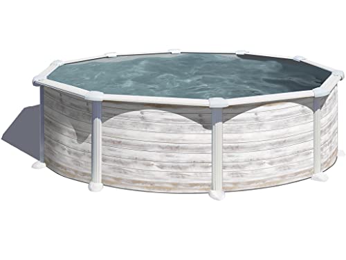 Gre Pool KITPR358N Grönland - Aufstellpool aus Stahl, runde, mit nordisches Aussehen. Abnehmbare Gartenpool. 350 x 132 cm von Gre