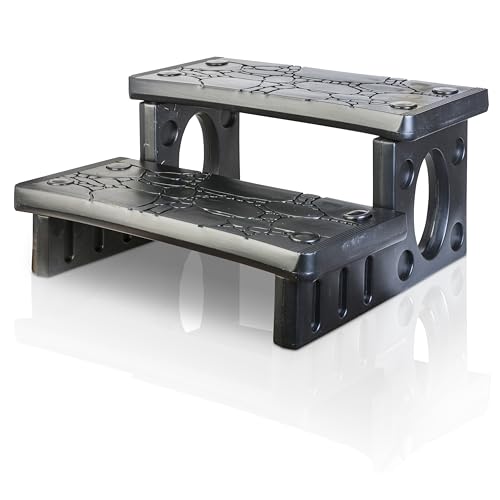 Gre SPAL2 - rutschfeste Poolleiter für Spas und Aufstellpools, Sicherheitsleiter mit 2 Stufen, synthetisch, Farbe Anthrazit. 70 x 65 x 34 cm von Gre