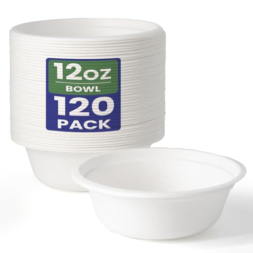 GreFusion Ultra weiß Einwegpapierschalen 350ml Papierschalen 120 Stück aus Zuckerrohr biologisch abbaubar von GreFusion