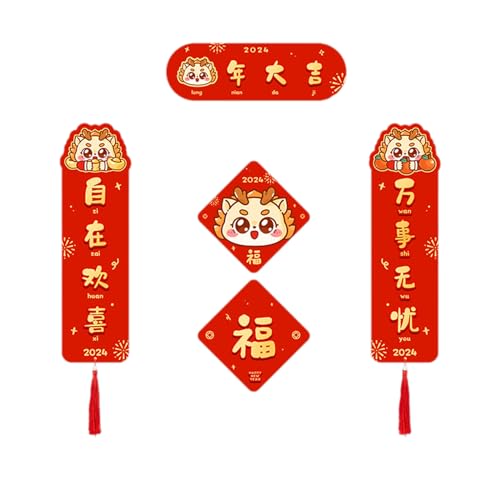 2024 Chinesisches Neujahrspaar-Set Jahr des Drachen Dekor Magnetaufkleber Frühlingsfest Banner Traditionelle Fenster Tür Chinesisches Neujahr Paare von Greabuy