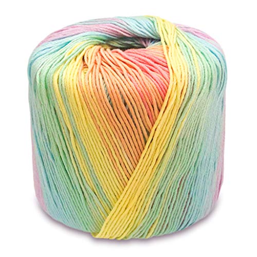 Greabuy 40 g/Knäuel, 8 Stränge, Fantasy-Dyed Bright Rainbow Bunt, Baumwoll-Spitzengarn, Handstrickgarn, Häkelgarn für Schal von Greabuy