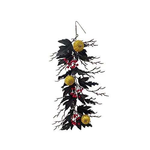 Schwarze Ahornblatt-Girlande, Herbstblumengirlanden mit Kürbis, Geist, Beere, Halloween, hängende Herbstblätter, Rebe für Zuhause, Party-Dekoration Schwarze Ahornblatt-Girlande, Herbstblumengirlanden mit Kürbis, Geist, Beere, Halloween, hängende Herbstblätter, Rebe für Zuhause, Party-Dekoration von Greabuy