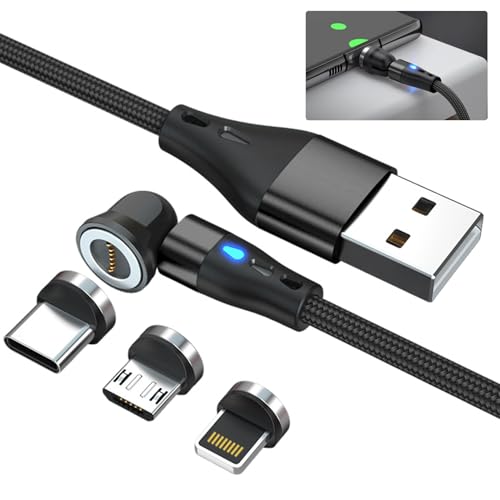 Greacesrio Magnetisches Ladekabel 2M, 360° und 180° drehbar, 3-in-1-Magnetkabel, magnetisches Ladegerät, 3A Schnellladung und Datenübertragung für Micro-USB/i-Product/Typ-C-Telefon Greacesrio Magnetisches Ladekabel 2M, 360° und 180° drehbar, 3-in-1-Magnetkabel, magnetisches Ladegerät, 3A Schnellladung und Datenübertragung für Micro-USB/i-Product/Typ-C-Telefon von Greacesrio