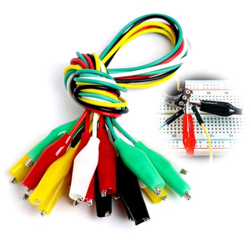 Kabel mit Krokodilklemmen, 10 Stück Messleitungen 50 cm, Drahtkabel mit Klemmen, Aderendhülsen mit Krokodilklemmen Set Isoliertes Testkabel Doppelspitze Clip von Greacesrio