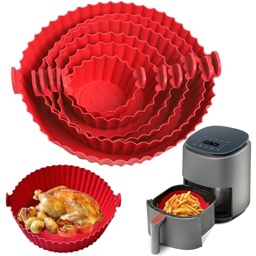 Silikonform für Luftfritteuse aus Silikon, 6 Stück Silikonformen für Luftfritteuse, Behälter für Luftfritteuse, Behälter für Luftfritteuse, Behälter für Luftfritteuse geeignet von Greacesrio