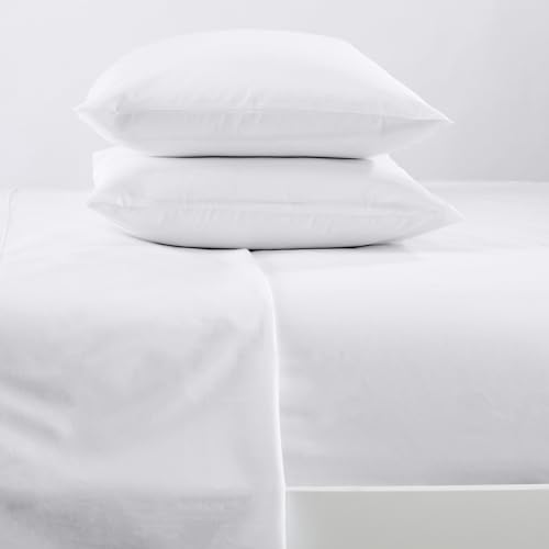 Queen-Size-Bettlaken, einfarbig, 100 % Baumwolle, ultraweich, leicht, atmungsaktiv, 4-teiliges Bettlaken-Set (Queen, Weiß) von Great Bay Home