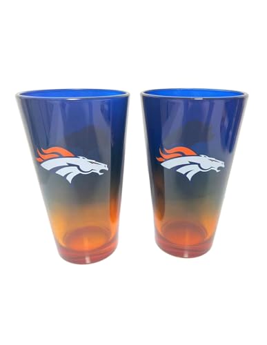 Great Branding Denver Broncos NFL Pint Gläser Glas Set 2er-Set 475 ml von Great Branding