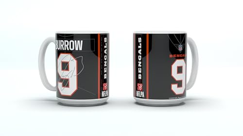 NFL Cincinnati Bengals Joe Burrow #9 Kaffeebecher Kaffeetasse Tasse 15oz 450ml Player Jersey Trikot von Great Branding