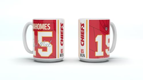 NFL Kansas City Chiefs Patrick Mahomes #15 Kaffeebecher Kaffeetasse Tasse 15oz 450ml Player Jersey Trikot von Great Branding