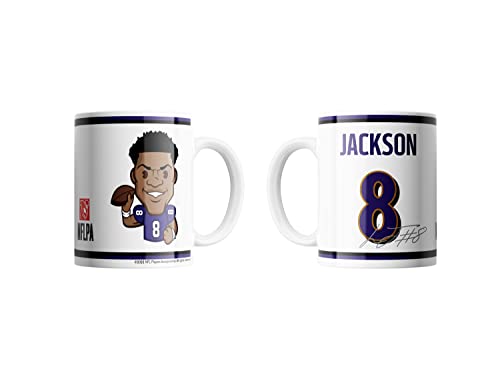 NFL Lamar Jackson #8 Baltimore Ravens Kaffeebecher Kaffeetasse Tasse 15oz 450ml Player Emoji von Great Branding