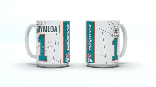 NFL Miami Dolphins Tua Tagovailoa #1 Kaffeebecher Kaffeetasse Tasse 15oz 450ml Player Jersey Trikot von Great Branding