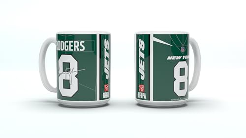 NFL New York Jets Aaron Rodgers Kaffeebecher Kaffeetasse Tasse 15oz 450ml Player Jersey Trikot von Great Branding