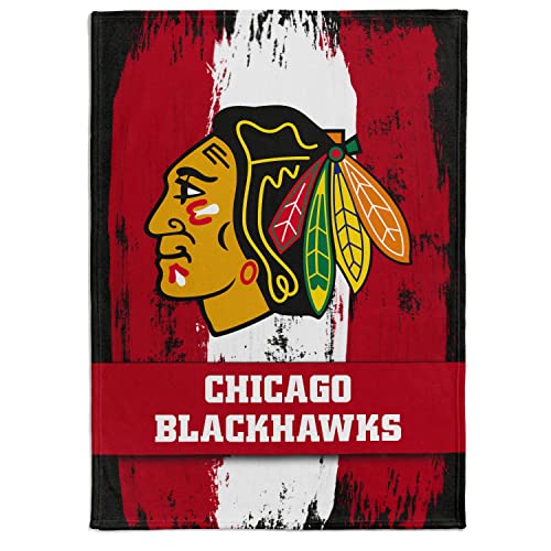 NHL Kuscheldecke Chicago Blackhawks Decke Fleece Throw Brush Blanket 150x200cm von Great Branding