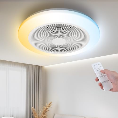 Great Jacob Deckenventilator mit Beleuchtung mit Fernbedienung Leiser, Lampe mit Ventilator mit Timer, Φ40cm, einfach zu installieren, einstellbare Helligkeit und Farbtemperatur(2700K-6500K) von Great Jacob