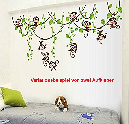 Wandaufkleber Wandtattoo Wandsticker Deko Monkey Affe Schaukel Baby Kinderzimmer von Great Tattoos