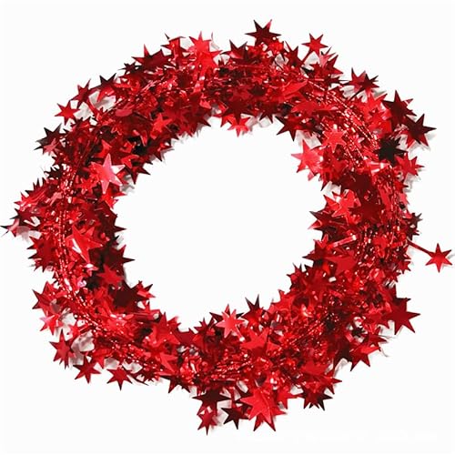 GreatRise 2 Stück 7.5 Meter Stern Girlande Folien Sterne Lametta Glitzer Draht Weihnachten Sterngirlande Hängende Deko für Hochzeit Geburtstag Festliche Party Verzierung Geschenk Deko Rot GreatRise 2 Stück 7.5 Meter Stern Girlande Folien Sterne Lametta Glitzer Draht Weihnachten Sterngirlande Hängende Deko für Hochzeit Geburtstag Festliche Party Verzierung Geschenk Deko Rot von GreatRise