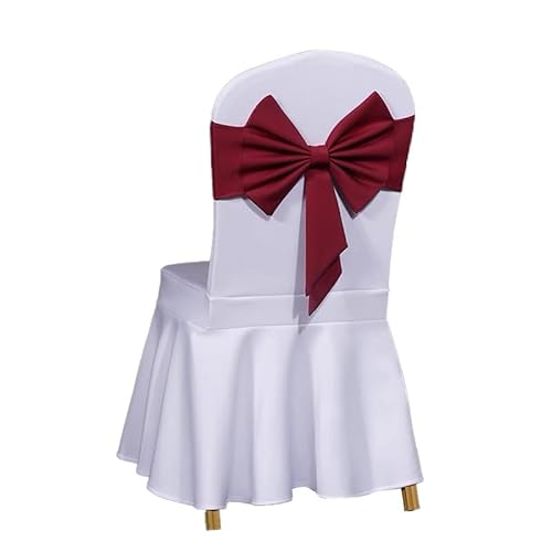 GreatRise 2 Stück Satin Schleife Stuhlschärpen Stretch-Stuhlschleifen Elastische Satin Schärpen Stuhl Bogen Band für Hochzeit, Bankett, Geburtstag Party Hotel Zuhause Dekoration Burgunderrot von GreatRise