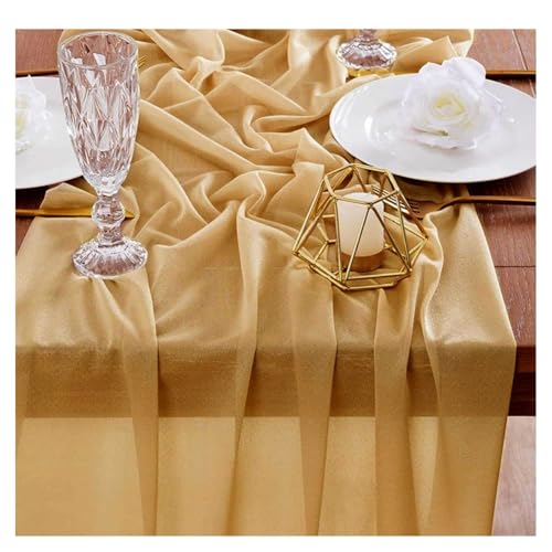 GreatRise Chiffon Tischläufer, 75×600cm Hochzeit Käsetuch Tüll Tischdecke Boho-Still Musselin Seihtuch-Tisch Läufer Rustikaler Gaze Tisch Dekostoff für Geburtstagsfeiern Küche Tischdeko Gold GreatRise Chiffon Tischläufer, 75×600cm Hochzeit Käsetuch Tüll Tischdecke Boho-Still Musselin Seihtuch-Tisch Läufer Rustikaler Gaze Tisch Dekostoff für Geburtstagsfeiern Küche Tischdeko Gold von GreatRise