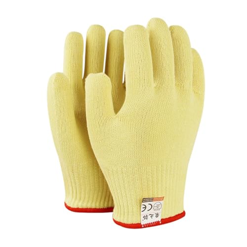 GreatRise Grill-handschuhe Hitzebestaendig Bis 500°C Hitzehandschuh aus Feuerfestem Aramid Rutschfest Ofenhandschuhe Kochhandschuhe Topfhandschuhe Küchenhandschuhe für BBQ Kochen Backen Gelb#1=24 cm von GreatRise