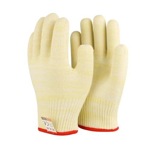 GreatRise Grill-handschuhe Hitzebestaendig Bis 500°C Hitzehandschuh aus Feuerfestem Aramid Rutschfest Ofenhandschuhe Kochhandschuhe Topfhandschuhe Küchenhandschuhe für BBQ Kochen Backen Gelb#2=24 cm von GreatRise