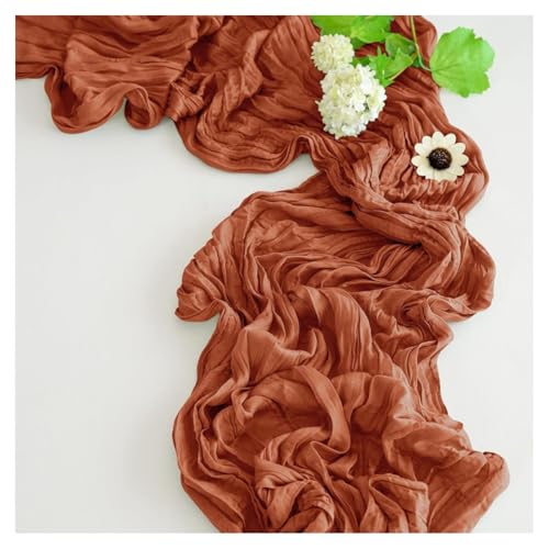 GreatRise Musselin Käsetuch Boho-Still Seihtuch-Tischläufer Hochzeit Tüll Tischdecke Rustikaler Gaze Läufer Tisch Dekostoff für Hochzeitsfeier Urlaub Geburtstag Taufe Party Tischdeko Orange 90x180cm von GreatRise