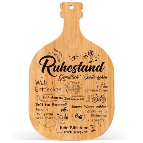 Greatabox Ruhestand Geschenk, Ruhestand Geschenk fur Frauen Männ, Geschenk zum Renteneintritt Kollege, Rentner, Frauen, Männer - Graviertes Bambus Schneidebrett, Ruhestand Deko von Greatabox