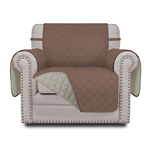 Greatime Sofaschoner, Sofa Schutz Abdeckung, Schonbezug, Sofaüberwurf, Sofabezug, Rutschfes, Reversible Gesteppte, Pet, Haustier Abdeckung, Kinder, Katzen, Hunde（1-Sitzer, Braun/Beige von Greatime