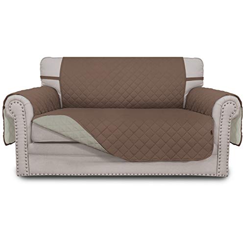 Greatime Sofaschoner, Sofa Schutz Abdeckung, Schonbezug, Sofaüberwurf, Sofabezug, Rutschfes, Reversible Gesteppte, Pet, Haustier Abdeckung, Kinder, Katzen, Hunde（2-Sitzer, Braun/Beige von Greatime