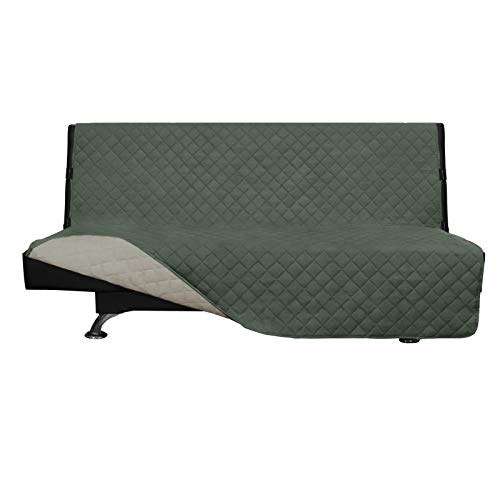 Greatime Sofaschoner, Sofa Schutz Abdeckung, Schonbezug, Sofaüberwurf, Sofabezug, Rutschfes, Reversible Gesteppte, Pet, Haustier Abdeckung, Kinder, Katzen, Hunde（Futon, Graugrün/Beige） von Greatime