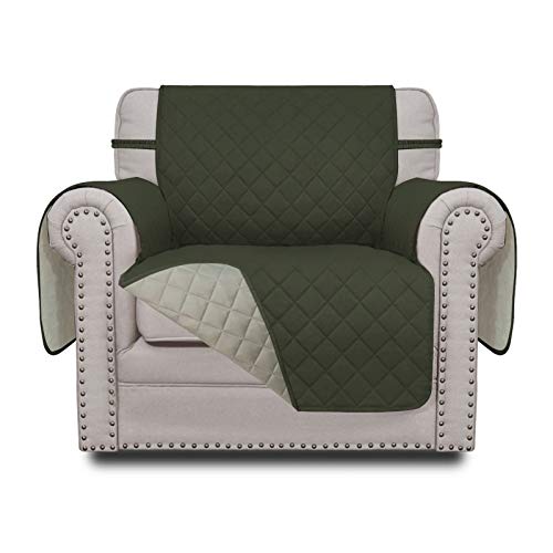 Greatime Sofaschoner, Sofa Schutz Abdeckung, Schonbezug, Sofaüberwurf, Sofabezug, Rutschfes，Reversible Gesteppte, Pet, Haustier Abdeckung, Kinder, Katzen, Hunde（1-Sitzer，Armee-Grün/Beige） von Greatime