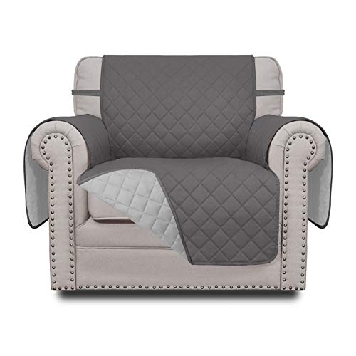 Greatime Sofaschoner, Sofa Schutz Abdeckung, Schonbezug, Sofaüberwurf, Sofabezug, Rutschfes，Reversible Gesteppte, Pet, Haustier Abdeckung, Kinder, Katzen, Hunde（1-Sitzer，Grau/Hellgrau） von Greatime