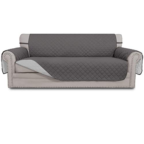 Greatime Sofaschoner, Sofa Schutz Abdeckung, Schonbezug, Sofaüberwurf, Sofabezug, Rutschfes，Reversible Gesteppte, Pet, Haustier Abdeckung, Kinder, Katzen, Hunde（3-Sitzer，Grau/Hellgrau） von Greatime