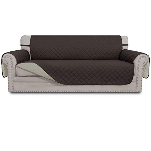 Greatime Sofaschoner, Sofa Schutz Abdeckung, Schonbezug, Sofaüberwurf, Sofabezug, Rutschfes，Reversible Gesteppte, Pet, Haustier Abdeckung, Kinder, Katzen, Hunde（3-Sitzer，Schokolade/Beige） von Greatime