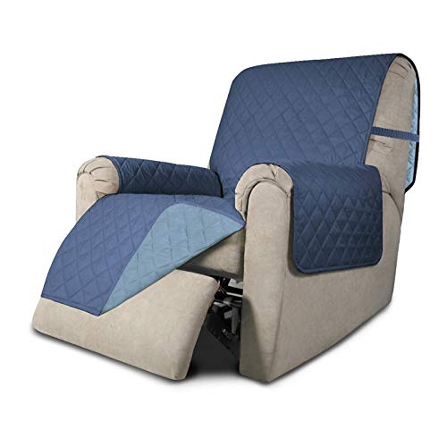 Greatime Sofaschoner, Sofa Schutz Abdeckung, Schonbezug, Sofaüberwurf, Sofabezug, Rutschfes，Reversible Gesteppte, Pet, Haustier Abdeckung, Kinder, Katzen, Hunde（Fernsehsessel，Dunkelblau/Hellblau） von Greatime