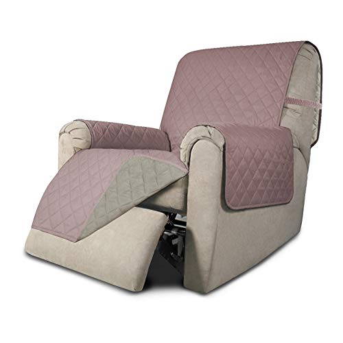 Greatime Sofaschoner, Sofa Schutz Abdeckung, Schonbezug, Sofaüberwurf, Sofabezug, Rutschfes，Reversible Gesteppte, Pet, Haustier Abdeckung, Kinder, Katzen, Hunde（Fernsehsessel，Rosa/Beige） von Greatime