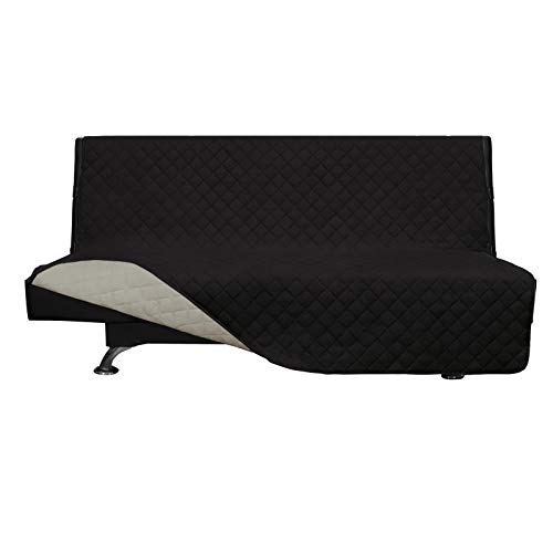 Greatime Sofaschoner, Sofa Schutz Abdeckung, Schonbezug, Sofaüberwurf, Sofabezug, Rutschfes，Reversible Gesteppte, Pet, Haustier Abdeckung, Kinder, Katzen, Hunde（Futon，Schwarz/Beige） von Greatime