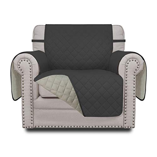 Greatime Sofaschoner, Sofa Schutz Abdeckung, Schonbezug, Sofaüberwurf, Sofabezug, Rutschfes，Reversible Gesteppte, Pet, Haustier Abdeckung, Kinder, Katzen, Hunde (1-Sitzer, Dunkelgrau/Beige) von Greatime