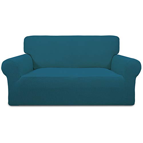 Greatime Stretch Sofabezug,Sofaüberwurf,Sofaüberzug,Sofahusse,Couchbezug,Möbelschutz,rutschfest,1-Stück Couch Schild,Haustier-Bezug (Pfauenblau,2-Sitzer) von Greatime