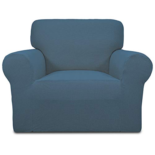 Greatime Stretch Sofabezug Sofaüberwurf Möbelschutz Sofaüberzug Couchbezug Couch Schild Sofahusse Weich mit Gummiband Schaumstreifen (Bluestone,1-Sitzer) von Greatime