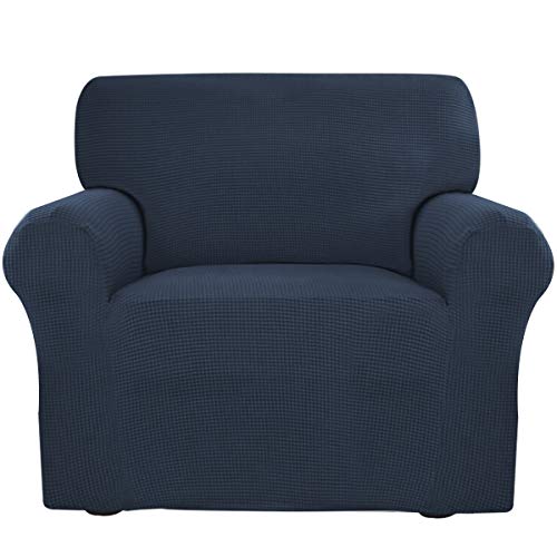 Greatime Stretch Sofabezug Sofaüberwurf Möbelschutz Sofaüberzug Couchbezug Couch Schild Sofahusse Weich mit Gummiband Schaumstreifen (Marineblau,1-Sitzer) von Greatime
