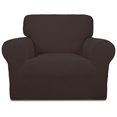 Greatime Stretch Sofabezug Sofaüberwurf Möbelschutz Sofaüberzug Couchbezug Couch Schild Sofahusse Weich mit Gummiband Schaumstreifen (Schokolade,1-Sitzer) von Greatime