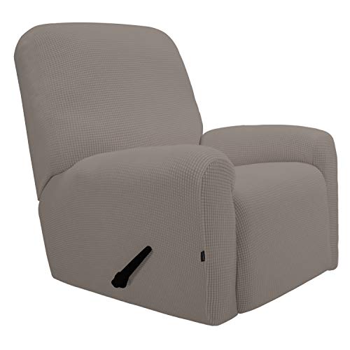 Greatime Stretch Sofabezug Sofaüberwurf Möbelschutz Sofaüberzug Couchbezug Couch Schild Sofahusse Weich mit Gummiband Schaumstreifen (Fernsehsessel, Taupe) von Greatime